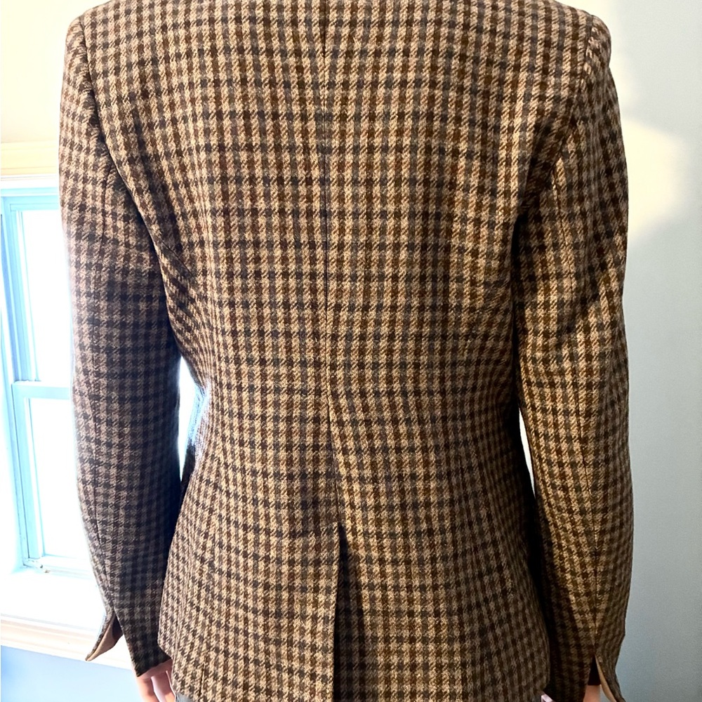 Women’s Scapa Brown Blue Wool Houndstooth Blazer: Size 40 US M - Picture 3 of 16